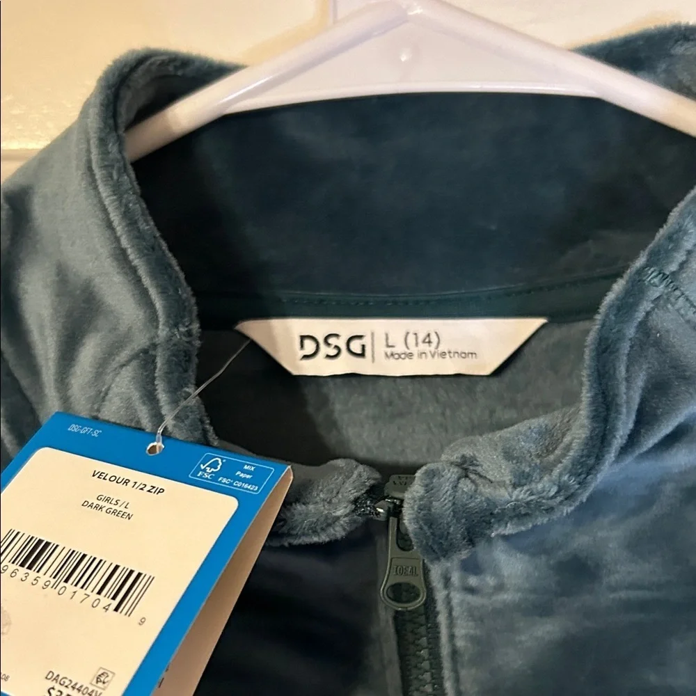 DSG Velour dark green Quarter-Zip Pullover